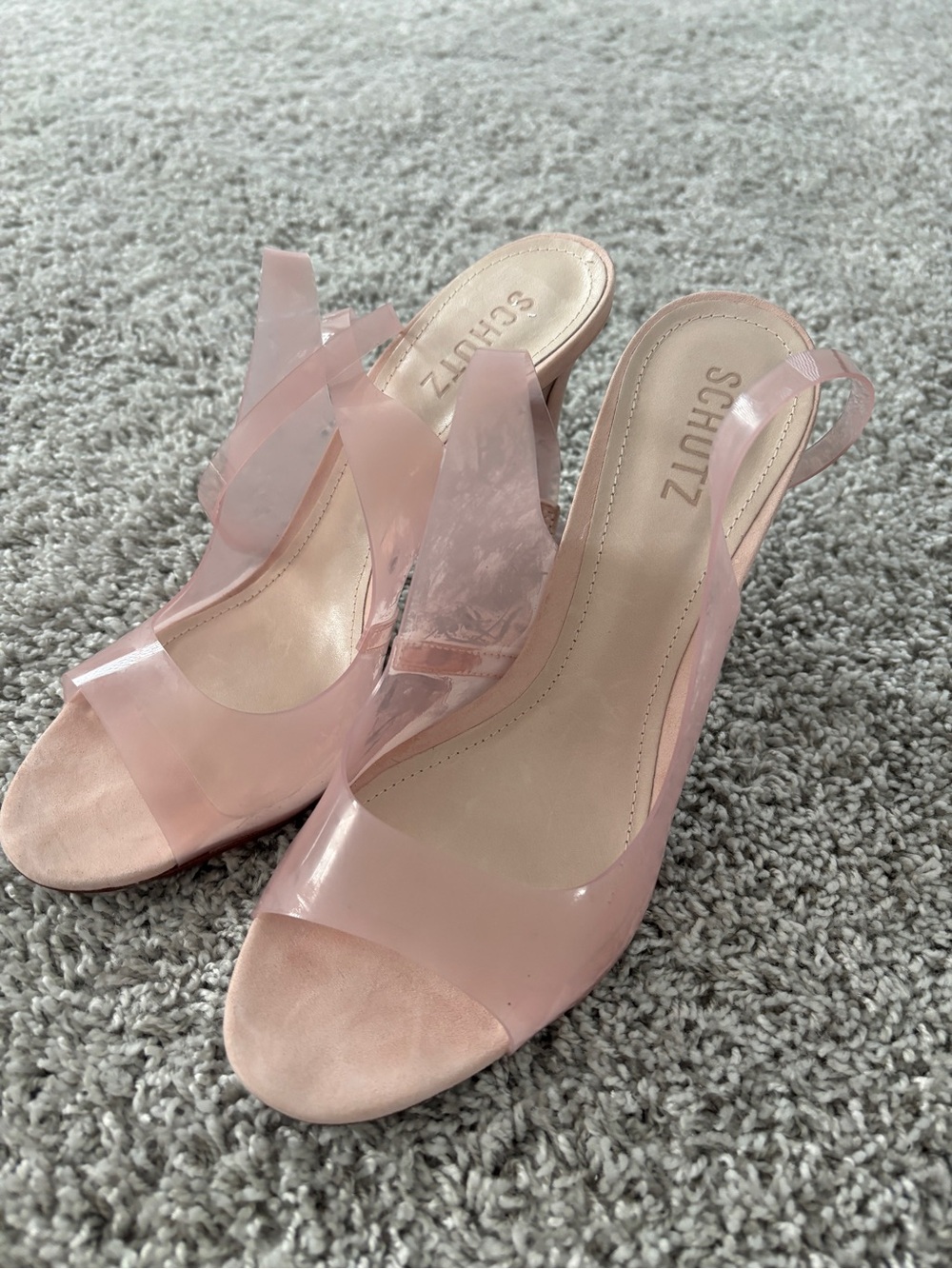 SCHUTZ Blush Pink PVC Slingback Heels